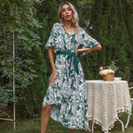 Robe Longue Fleurie Ceinturée - Vignette | Dame Fleur
