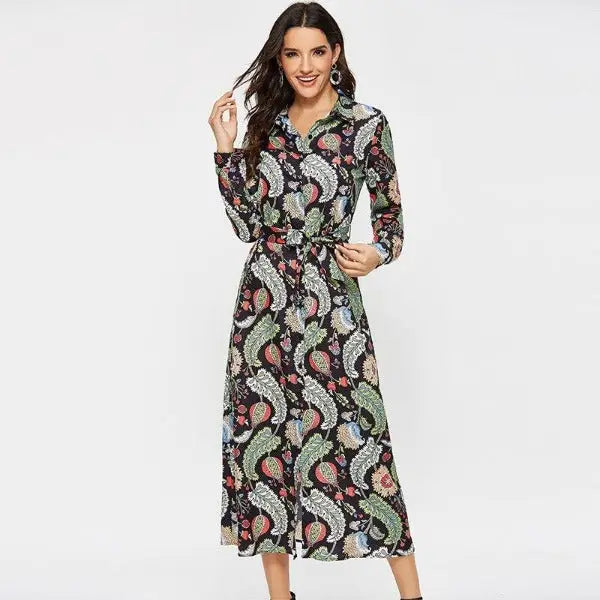 Robe Longue Fleurie Chemisier Vintage | Dame Fleur