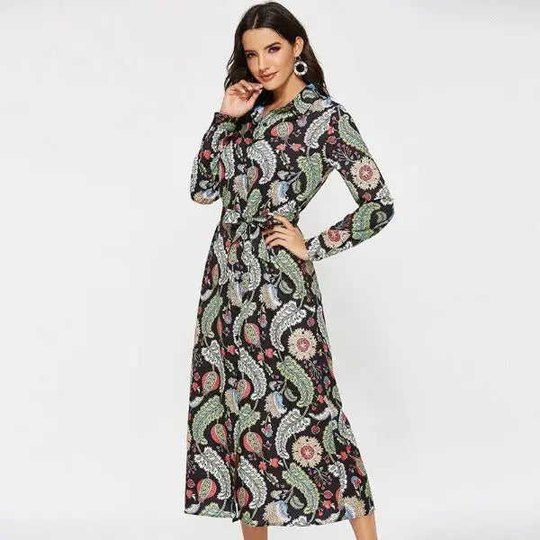 Robe Longue Fleurie Chemisier Vintage | Dame Fleur
