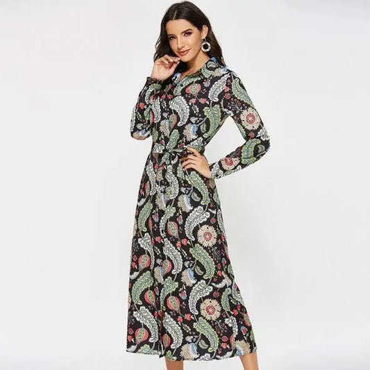 Robe Longue Fleurie Chemisier Vintage | Dame Fleur