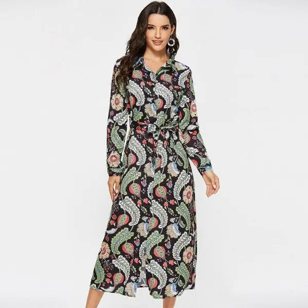 Robe Longue Fleurie Chemisier Vintage | Dame Fleur