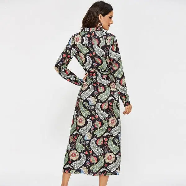 Robe Longue Fleurie Chemisier Vintage | Dame Fleur