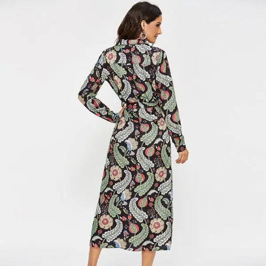 Robe Longue Fleurie Chemisier Vintage | Dame Fleur