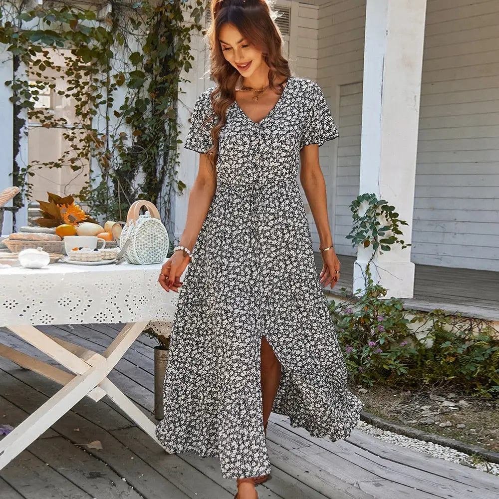 Robe Longue Fleurie Cintrée | Dame Fleur