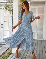 Robe Longue Fleurie Cintrée - Vignette | Dame Fleur
