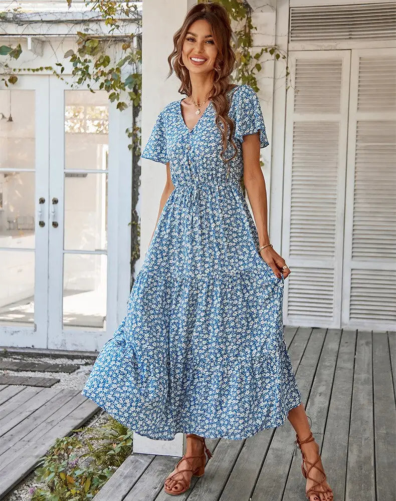 Robe Longue Fleurie Cintrée | Dame Fleur