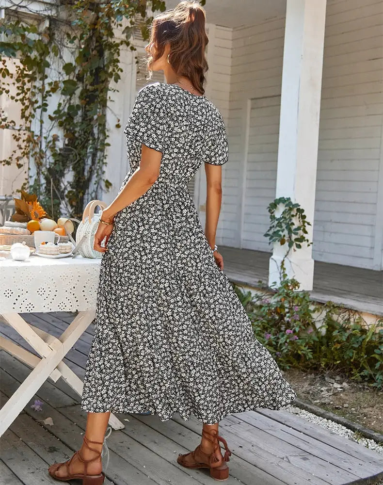 Robe Longue Fleurie Cintrée | Dame Fleur