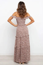 Robe Longue Fleurie Col Bateau - Vignette | Dame Fleur