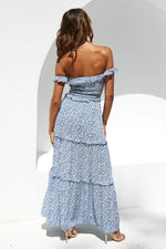 Robe Longue Fleurie Col Bateau - Vignette | Dame Fleur