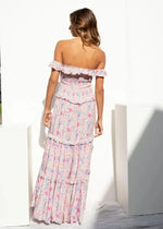 Robe Longue Fleurie Col Bateau - Vignette | Dame Fleur