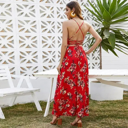 Robe Longue Fleurie Dos Nu | Dame Fleur