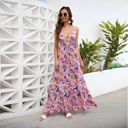 Robe Longue Fleurie Dos Nu Bohème | Dame Fleur
