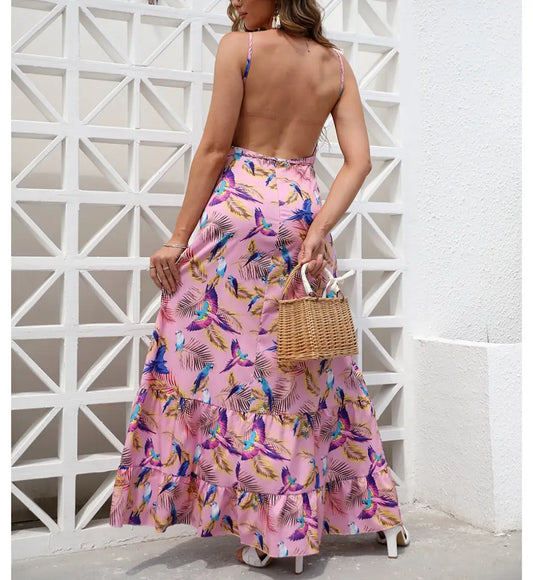 Robe Longue Fleurie Dos Nu Bohème | Dame Fleur