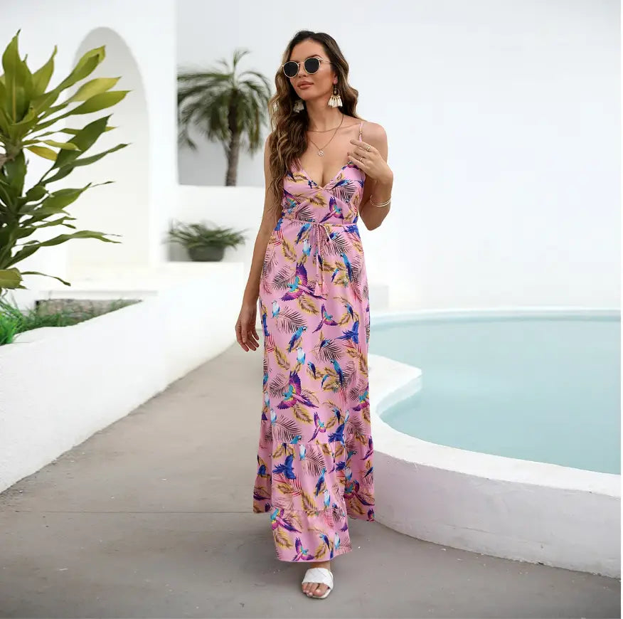 Robe Longue Fleurie Dos Nu Bohème | Dame Fleur