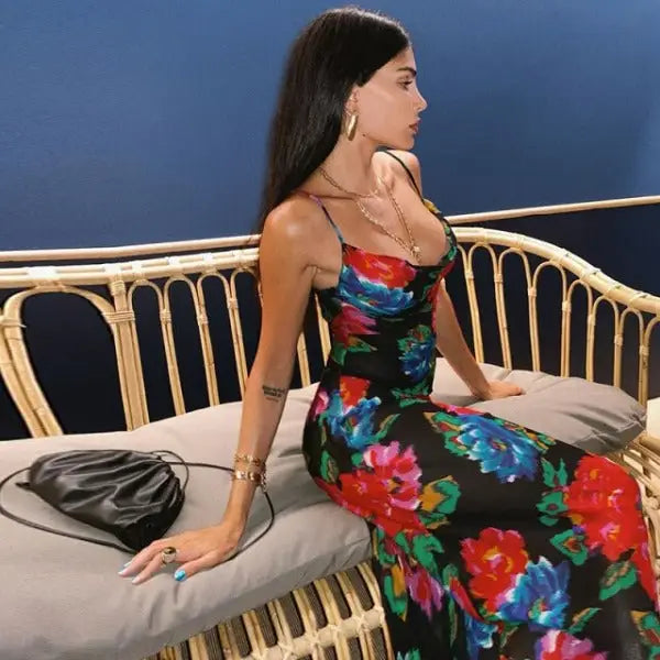 Robe Longue Fleurie Dos Ouvert | Dame Fleur
