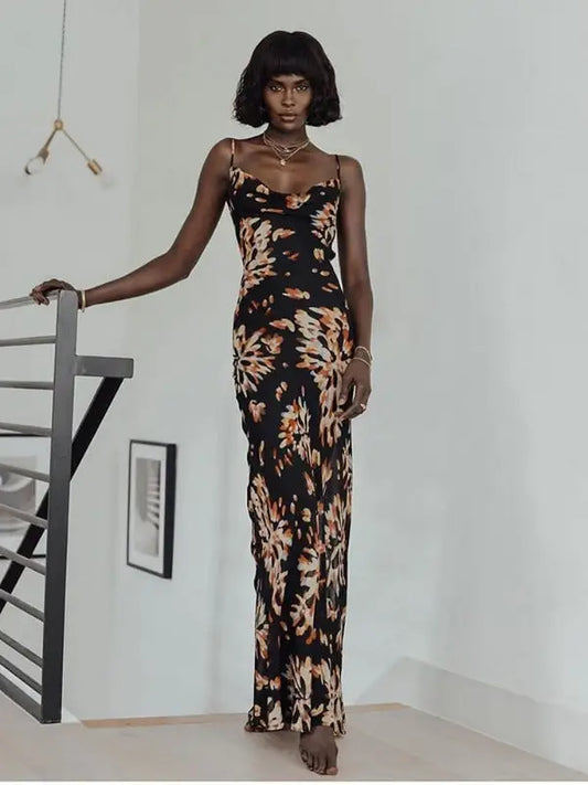 Robe Longue Fleurie Dos Ouvert | Dame Fleur