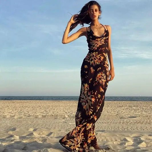 Robe Longue Fleurie Dos Ouvert | Dame Fleur