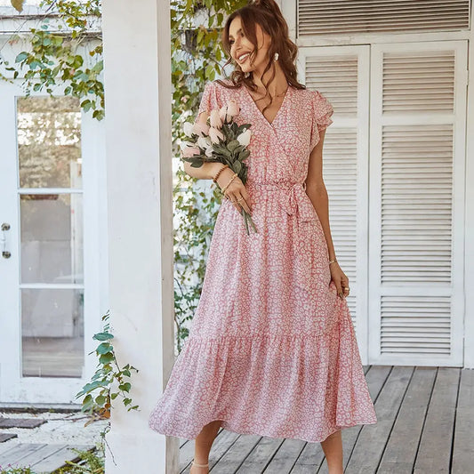 Robe Longue Fleurie en Mousseline pour Femme | Dame Fleur