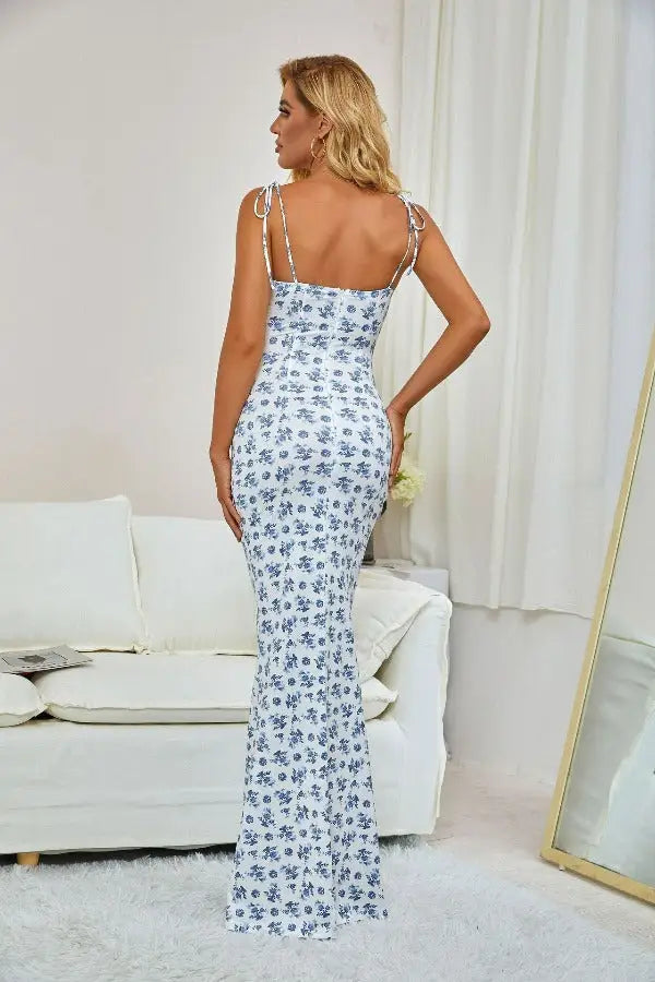 Robe Longue Fleurie Fines Bretelles | Dame Fleur