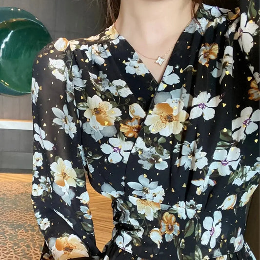 Robe Longue Fleurie Forme Chemise | Dame Fleur