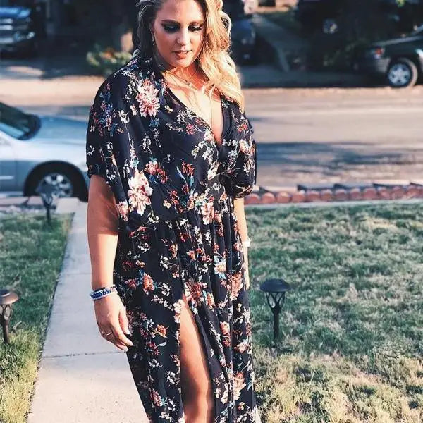 Robe Longue Fleurie Grande Taille | Dame Fleur