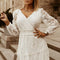 Robe Longue Fleurie Manche Dentelle | Dame Fleur