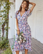 Robe Longue Fleurie Mousseline - Vignette | Dame Fleur