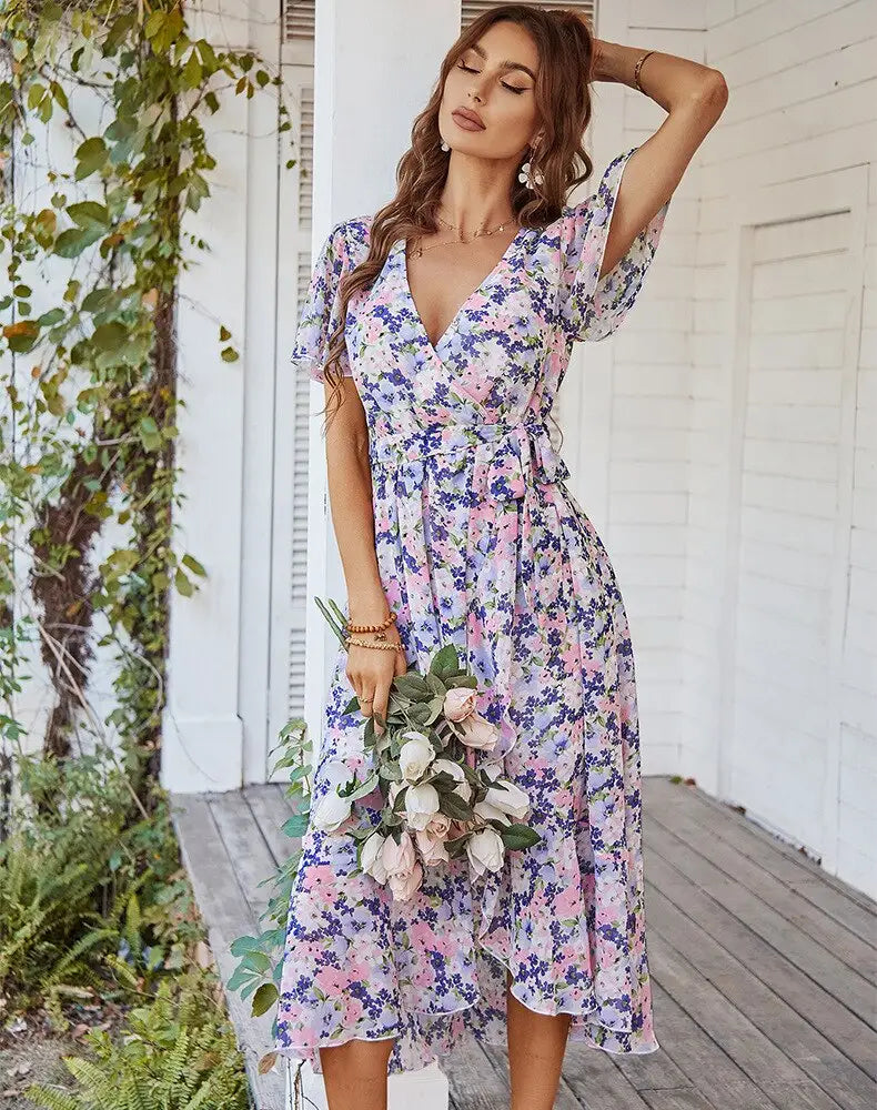 Robe Longue Fleurie Mousseline | Dame Fleur
