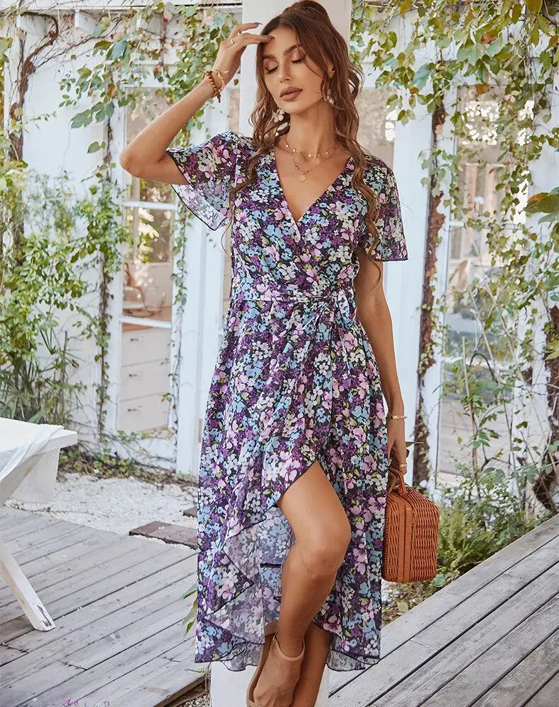 Robe Longue Fleurie Mousseline | Dame Fleur