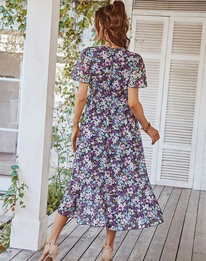 Robe Longue Fleurie Mousseline | Dame Fleur