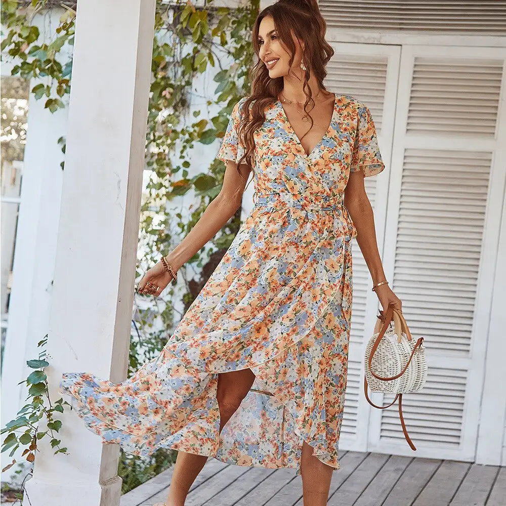 Robe Longue Fleurie Mousseline | Dame Fleur
