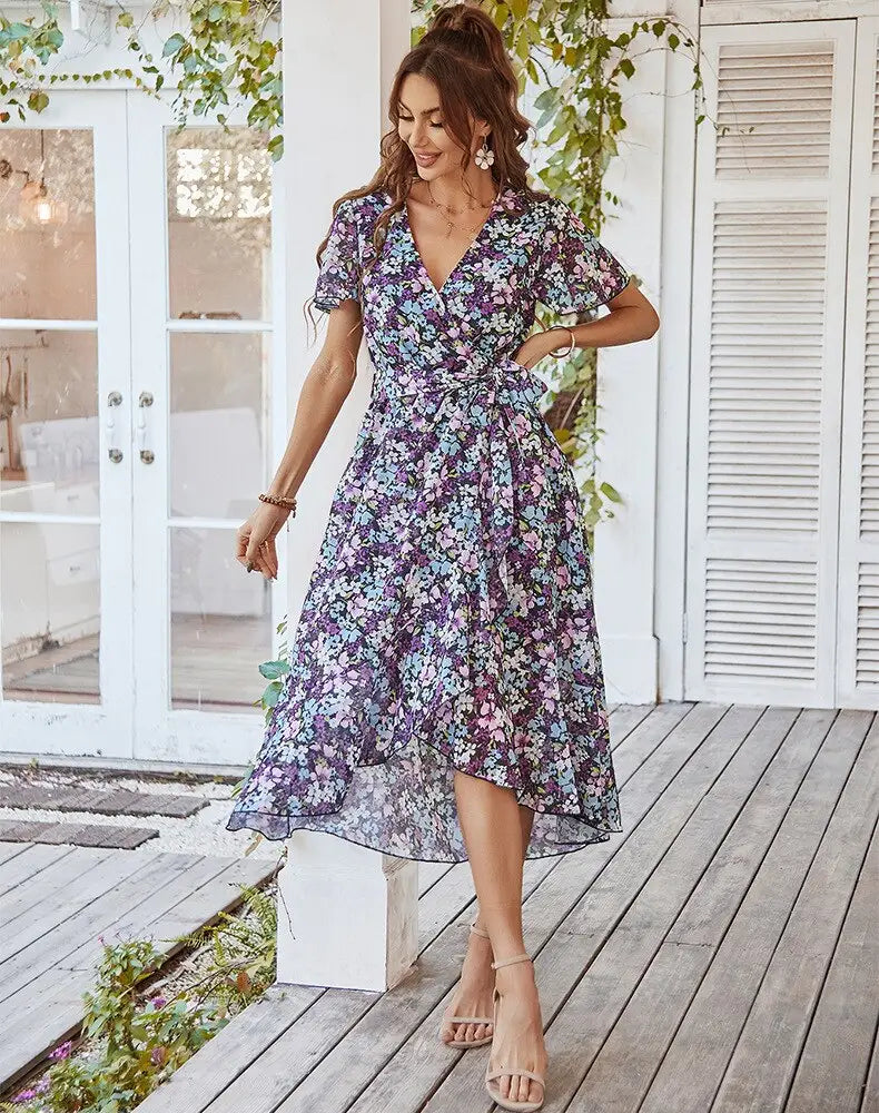 Robe Longue Fleurie Mousseline | Dame Fleur