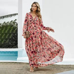 Robe Longue Fleurie Rose - Vignette | Dame Fleur