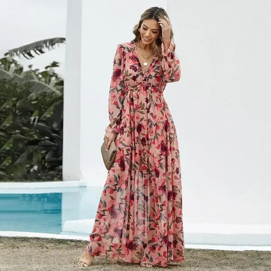 Robe Longue Fleurie Rose | Dame Fleur