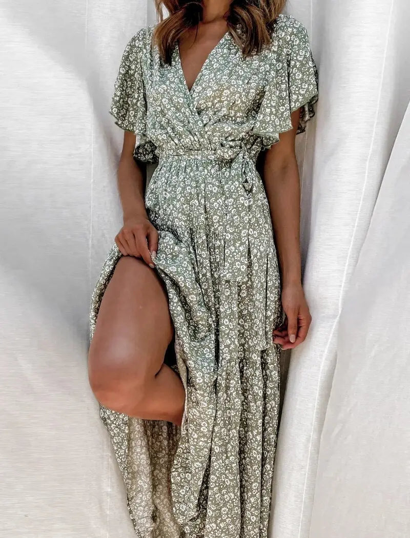 Robe longue Fleurie Verte | Dame Fleur