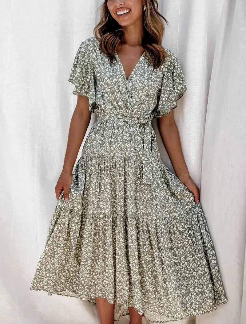 Robe longue Fleurie Verte | Dame Fleur