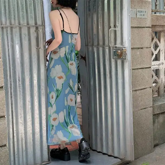 Robe Longue Fleurs Bleues | Dame Fleur