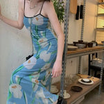 Robe Longue Fleurs Bleues - Vignette | Dame Fleur
