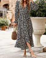 Robe Longue Fleurs Manches Longues - Vignette | Dame Fleur