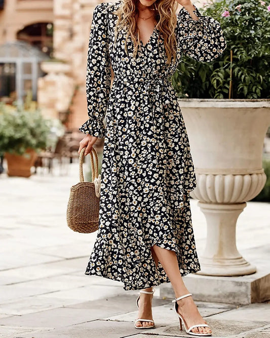 Robe Longue Fleurs Manches Longues | Dame Fleur