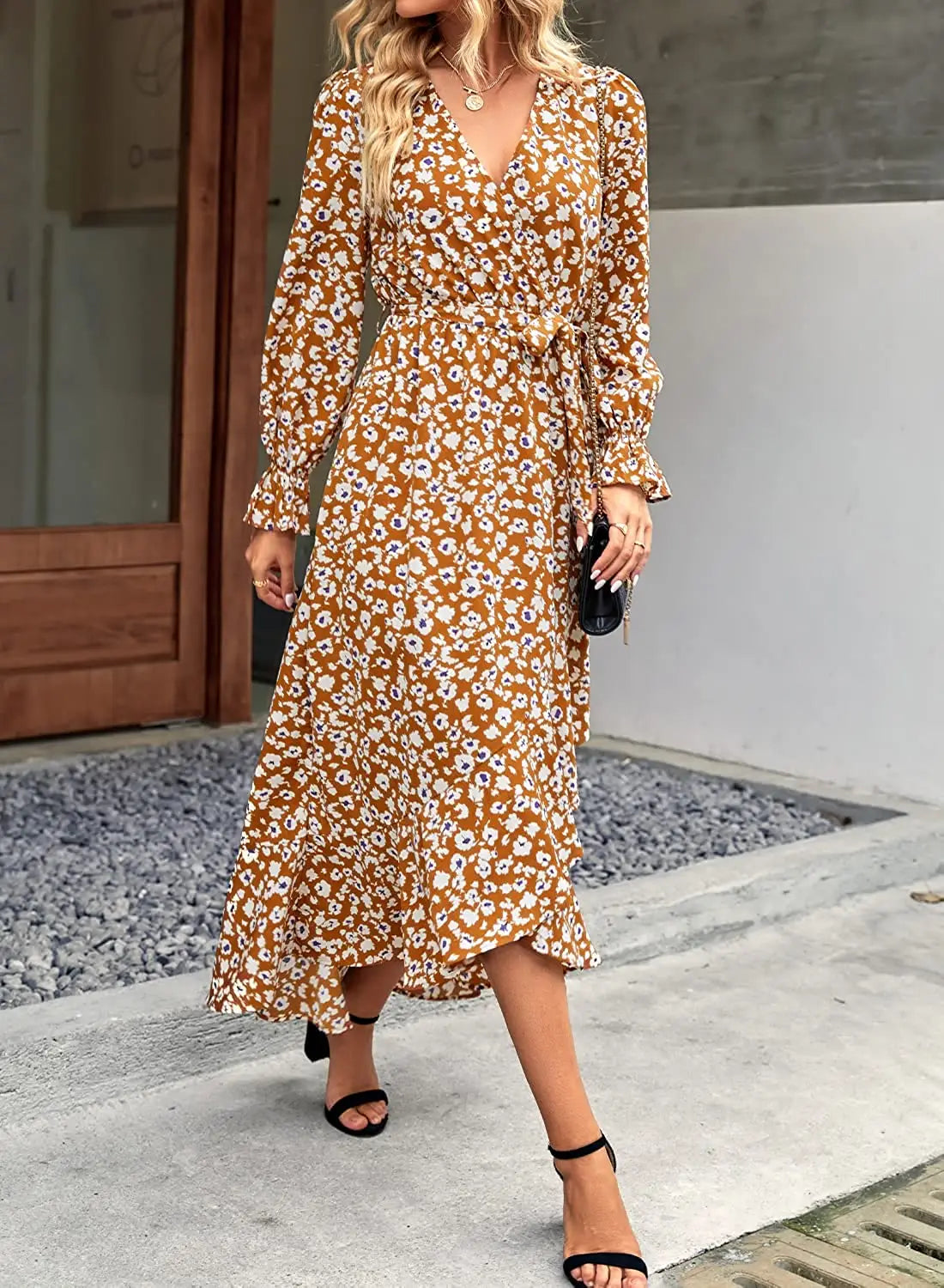 Robe Longue Fleurs Manches Longues | Dame Fleur
