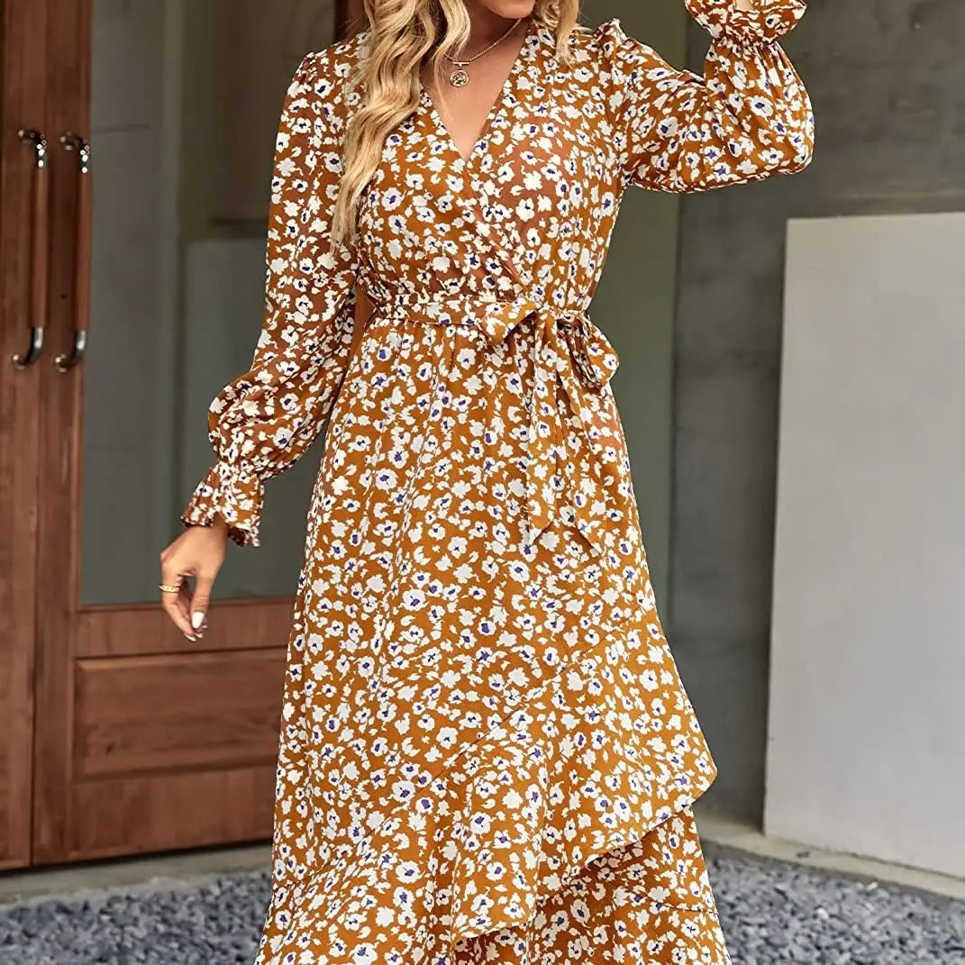 Robe Longue Fleurs Manches Longues | Dame Fleur
