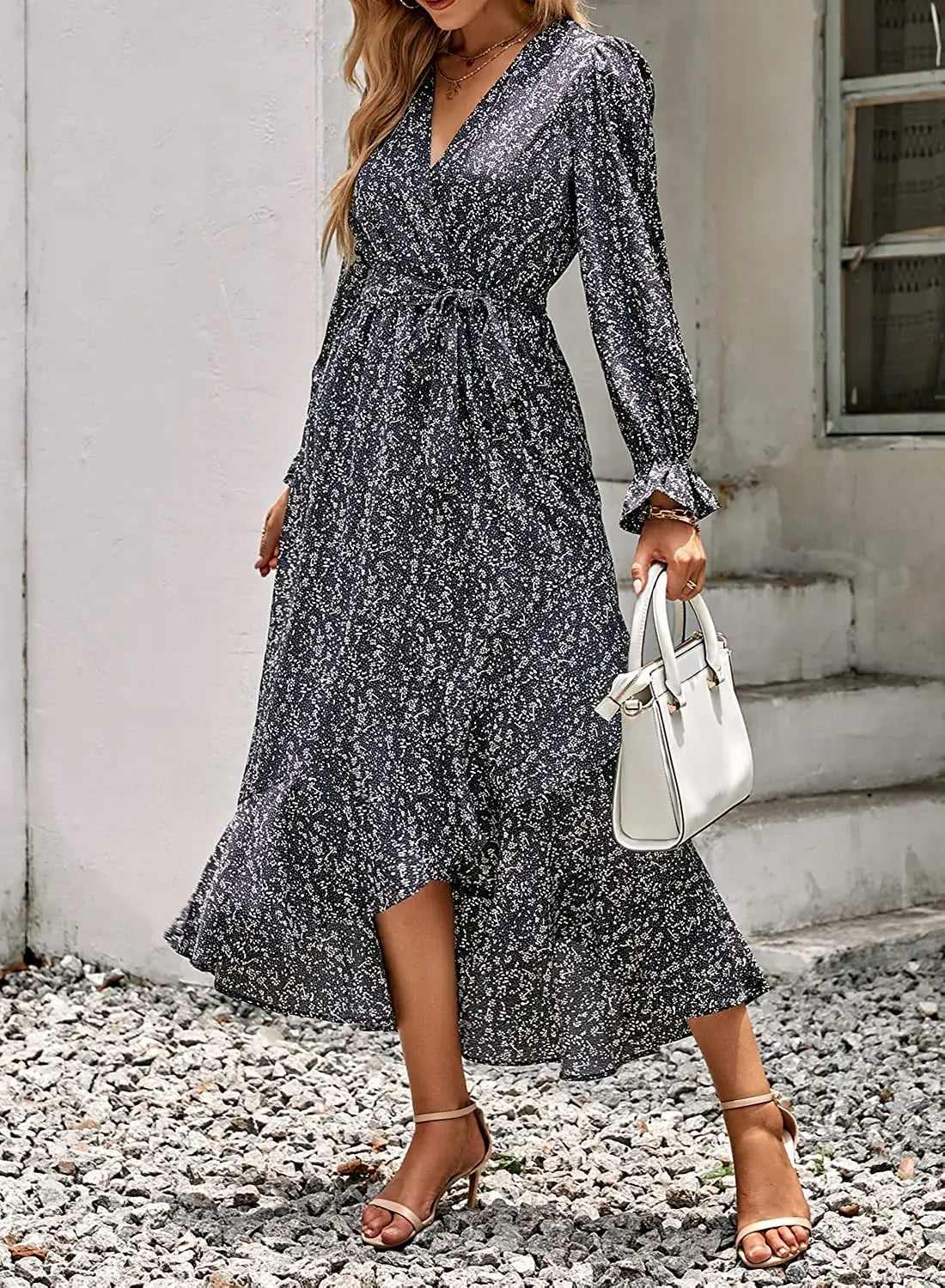 Robe Longue Fleurs Manches Longues | Dame Fleur