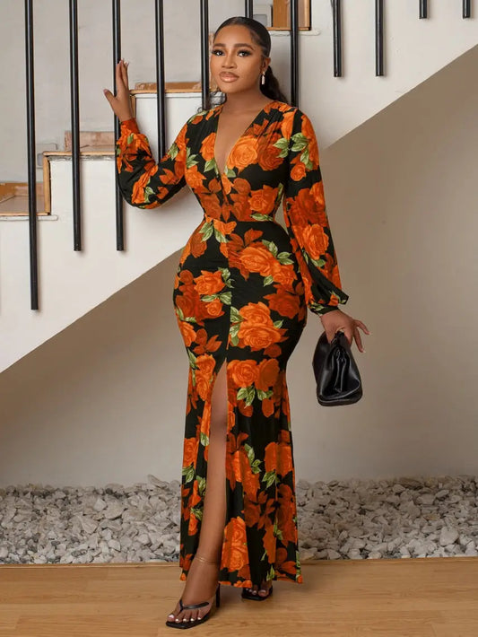 Robe Longue Grosses Fleurs | Dame Fleur