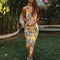Robe Longue Jaune Dos Nu Fleurie | Dame Fleur