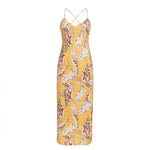 Robe Longue Jaune Dos Nu Fleurie - Vignette | Dame Fleur
