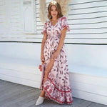 Robe Longue Rose Bohème Fleurie - Vignette | Dame Fleur