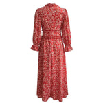 Robe Longue Rouge Fleurie - Vignette | Dame Fleur