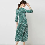 Robe Longue Verte Fleurie - Vignette | Dame Fleur