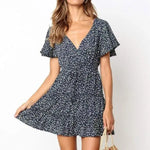 Robe Manches Courtes Fleurie - Vignette | Dame Fleur